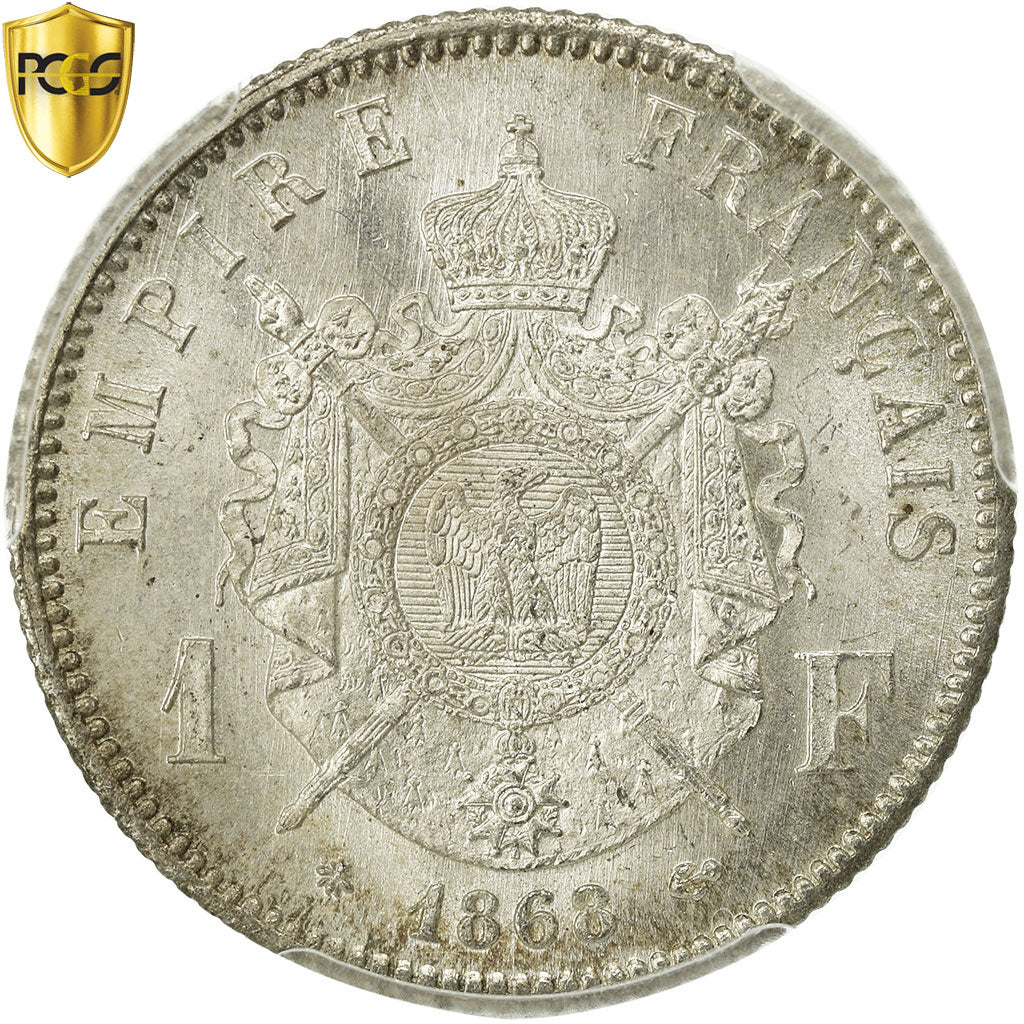 Monnaie, France, Napoleon III, Napoléon III, Franc, 1868, Paris, PCGS, MS64