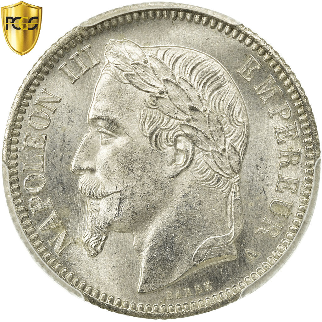 Coin, France, Napoleon III, Napoléon III, Franc, 1868, Paris, PCGS, MS64+