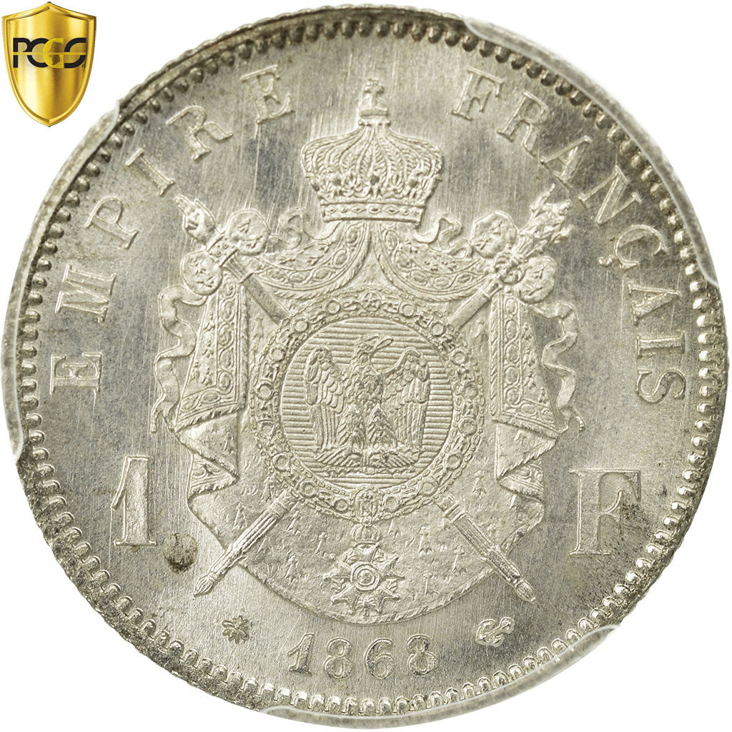 Coin, France, Napoleon III, Napoléon III, Franc, 1868, Paris, PCGS, MS64+