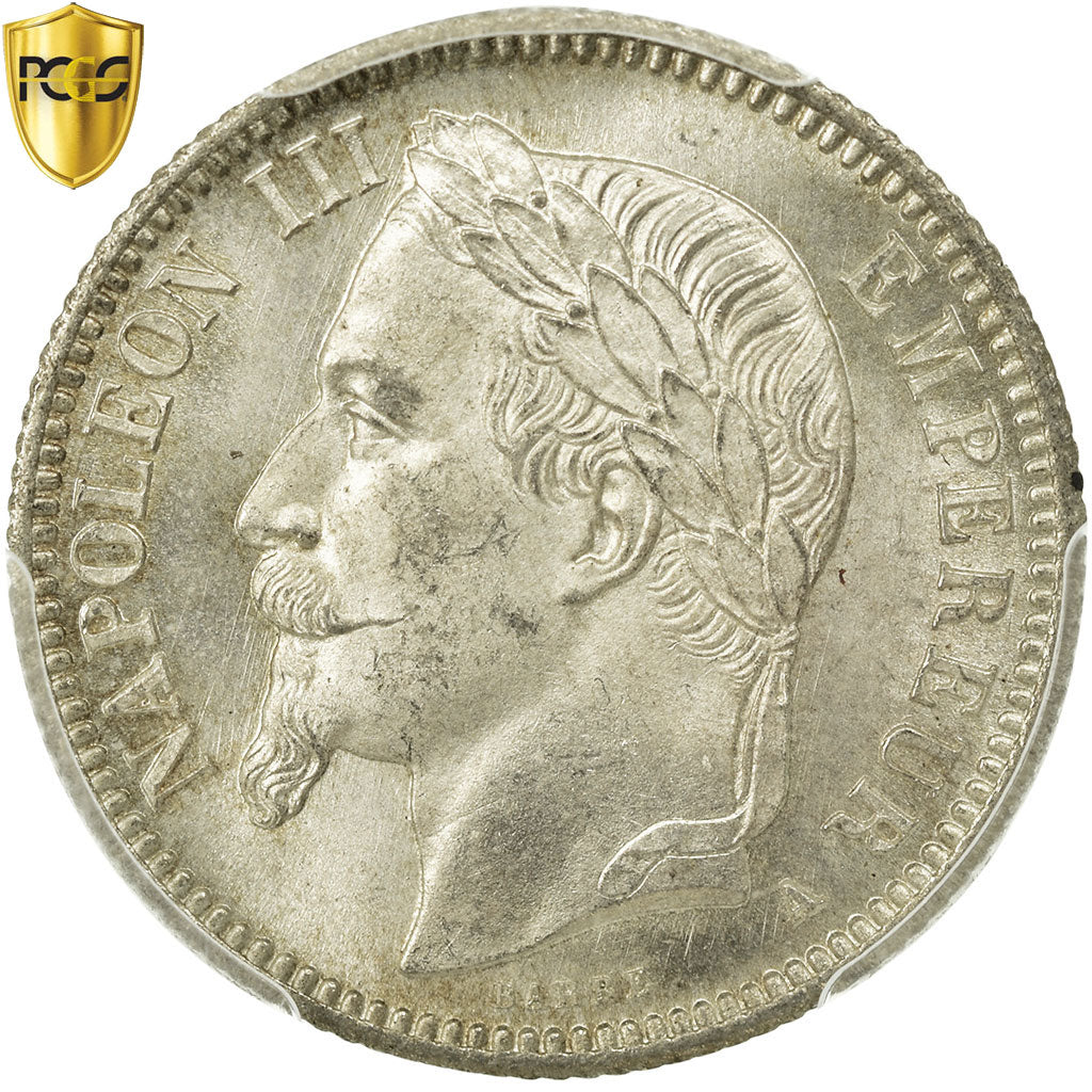 Monnaie, France, Napoleon III, Napoléon III, Franc, 1868, Paris, PCGS, MS65