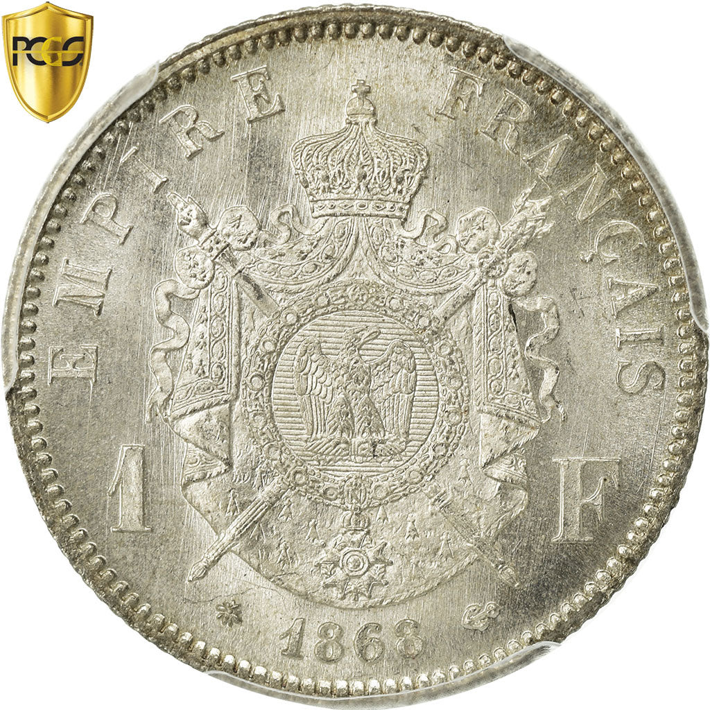 Monnaie, France, Napoleon III, Napoléon III, Franc, 1868, Paris, PCGS, MS65