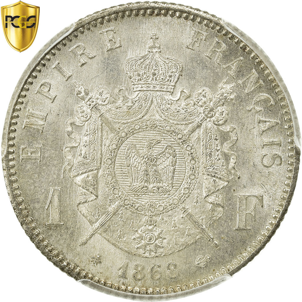 Coin, France, Napoleon III, Napoléon III, Franc, 1868, Paris, PCGS, MS65