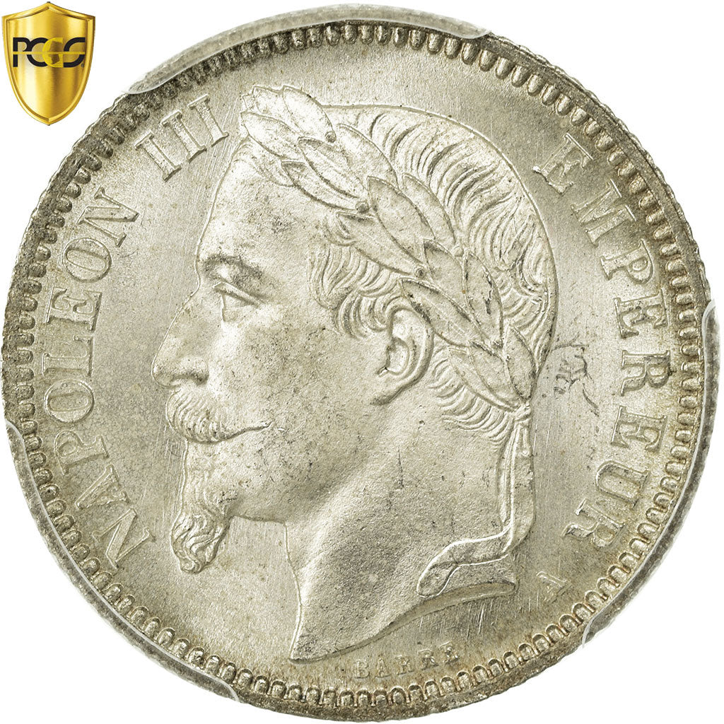 Coin, France, Napoleon III, Napoléon III, Franc, 1868, Paris, PCGS, MS65