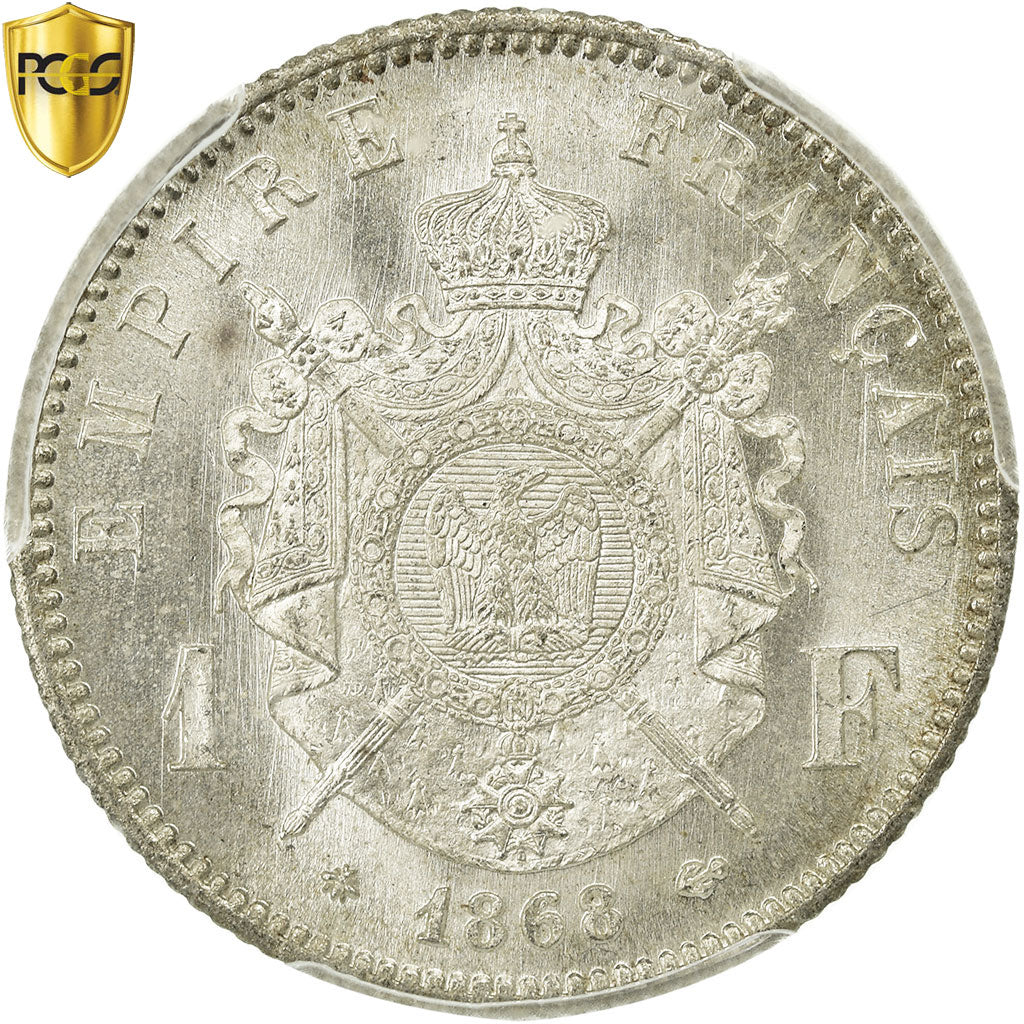 Coin, France, Napoleon III, Napoléon III, Franc, 1868, Paris, PCGS, MS65