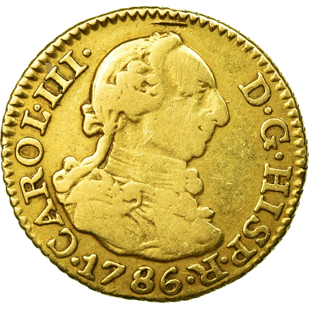 Moneta, Spagna, Charles III, 1/2 Escudo, 1786, Madrid, MB+, Oro, KM:425.1