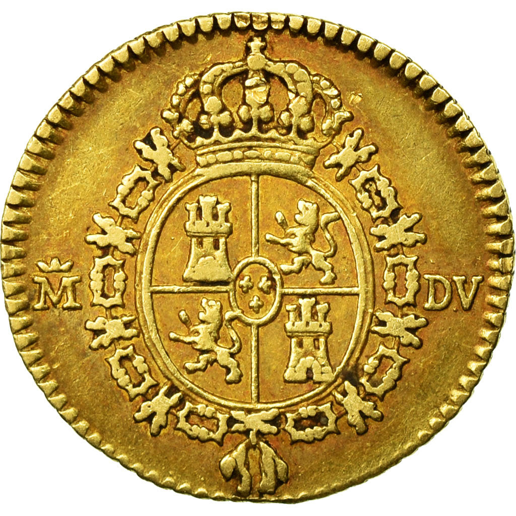 Moneta, Spagna, Charles III, 1/2 Escudo, 1786, Madrid, MB+, Oro, KM:425.1