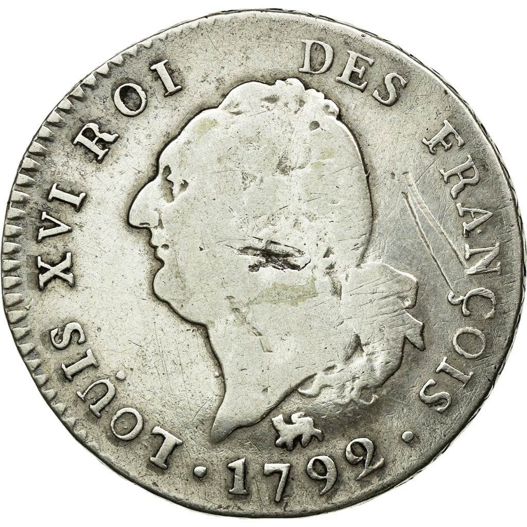 Coin, France, Louis XVI, 30 sols françois, 30 Sols, 1792, Paris, VF(20-25)