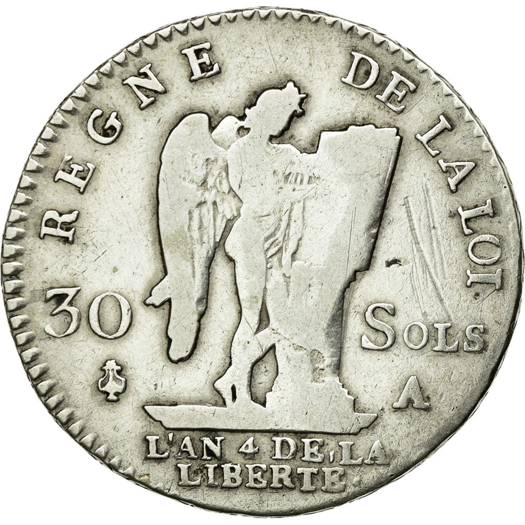 Coin, France, Louis XVI, 30 sols françois, 30 Sols, 1792, Paris, VF(20-25)