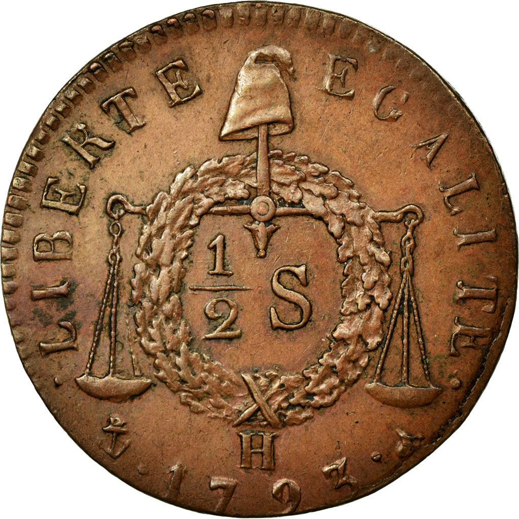 Monnaie, France, ½ sol aux balances, 1/2 Sol, 1793, La Rochelle, Refrappe