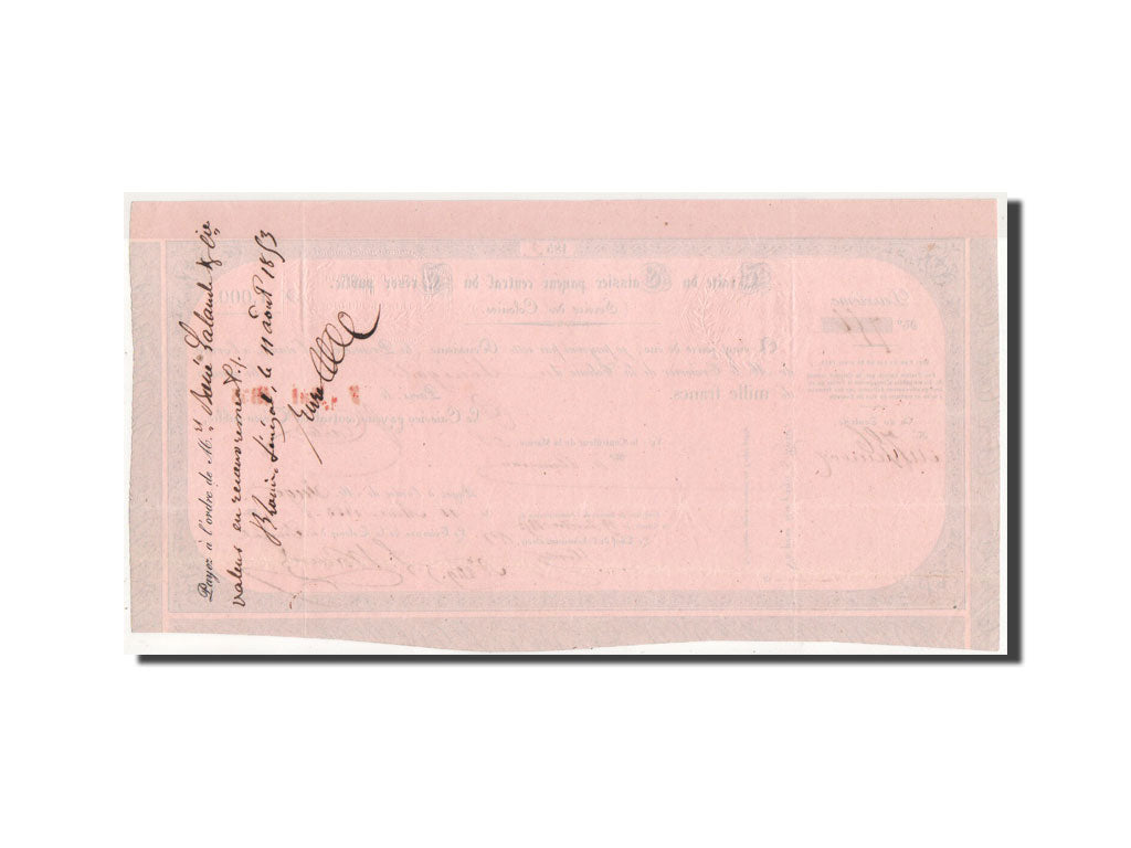 Senegal, 1000 Francs, 7.5.1853, Traite Trésor Public, AU(55-58)