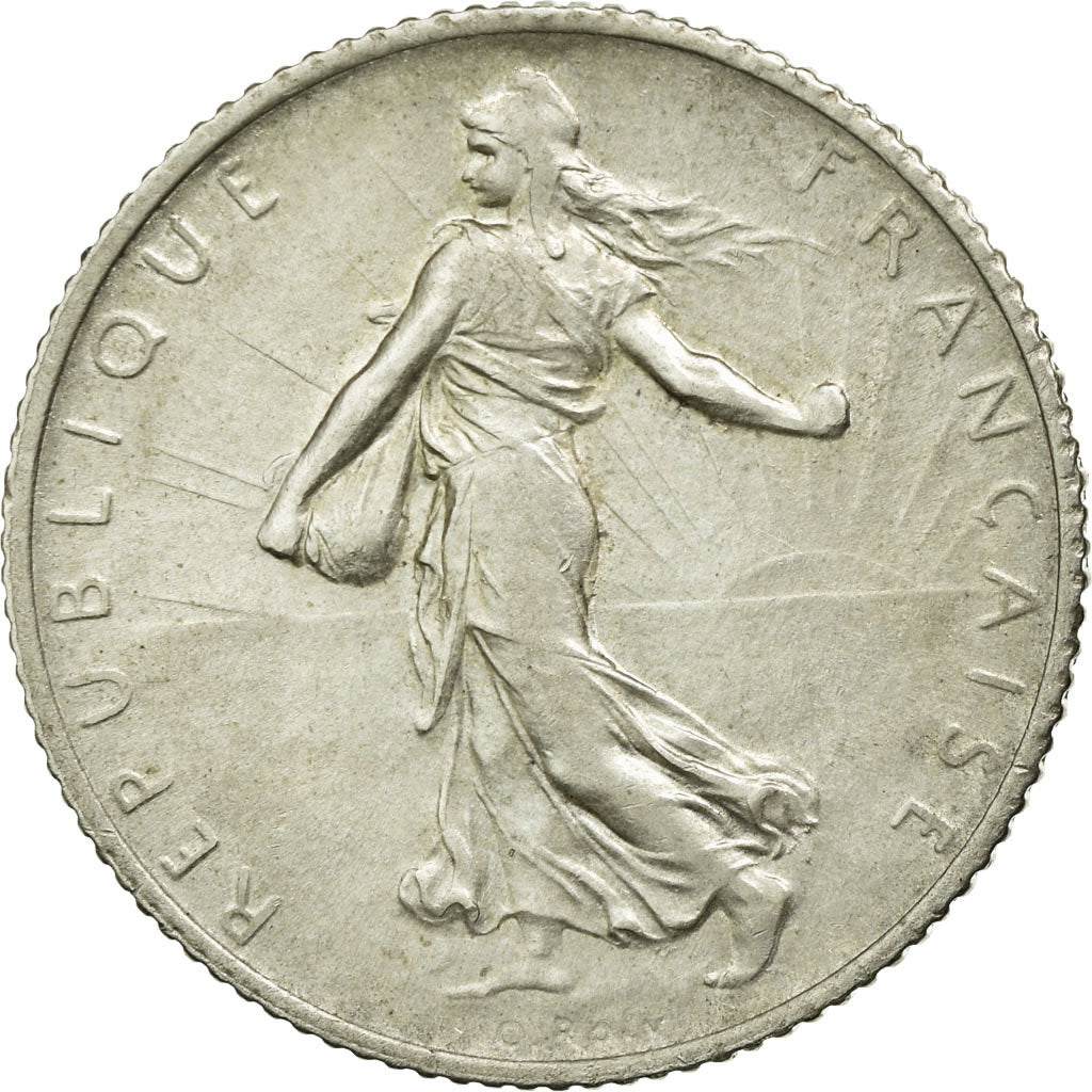 Moeda, França, Semeuse, Franc, 1914, Castelsarrasin, AU(50-53), Prata