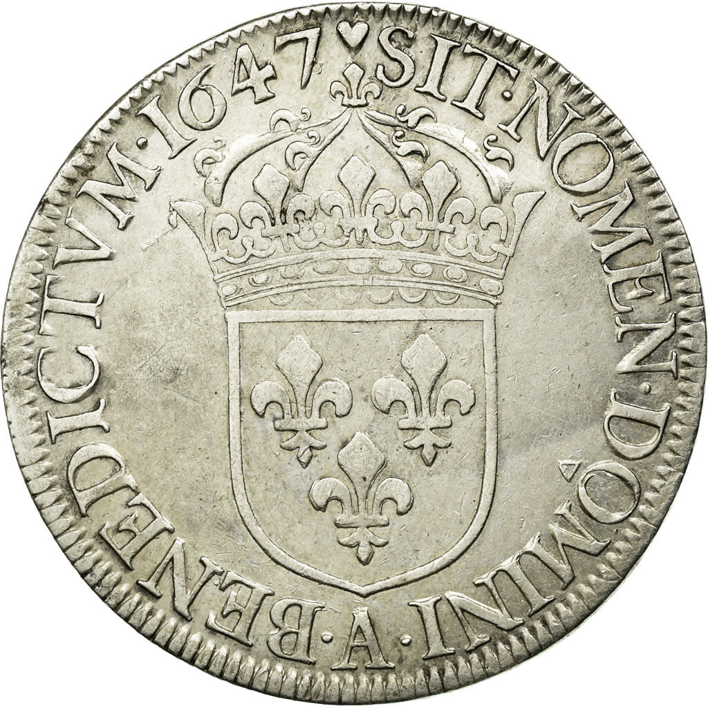 Monnaie, France, Louis XIV, Écu à la mèche longue, Ecu, 1647, Paris, TTB