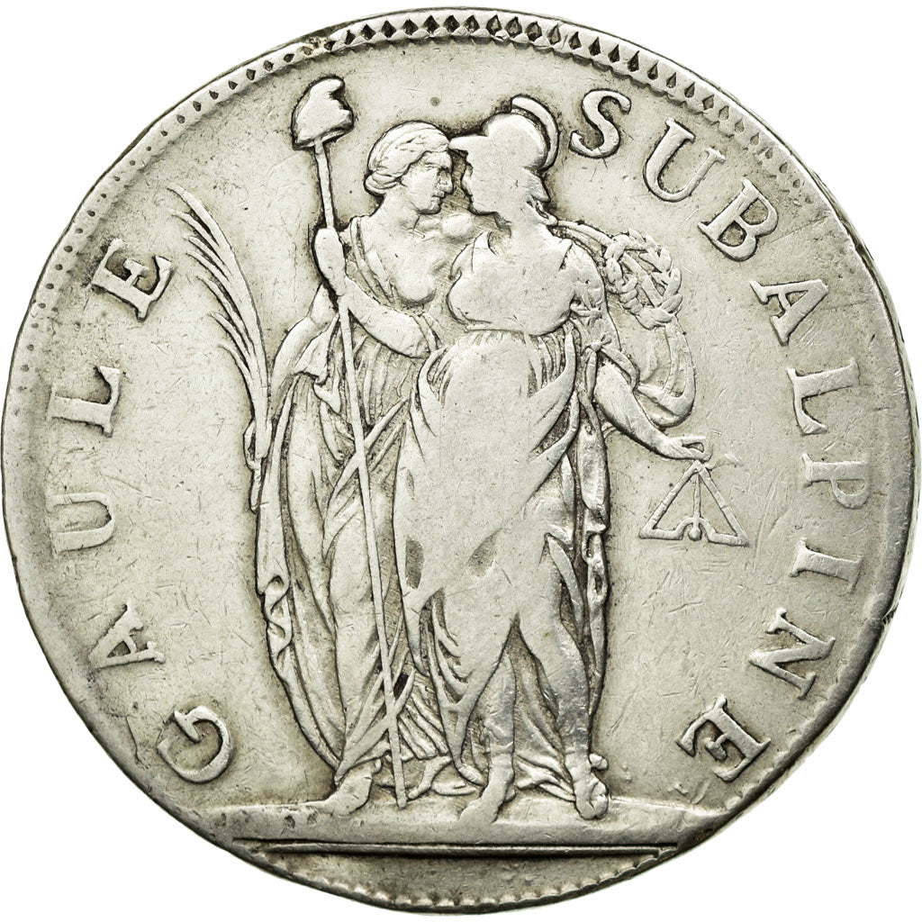 Coin, ITALIAN STATES, PIEDMONT REPUBLIC, 5 Francs, An 10, Turin, VF(30-35)