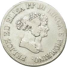Moneta, STATI ITALIANI, LUCCA, Felix and Elisa, 5 Franchi, 1805, Firenze, MB+