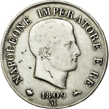 Munten, Italiaanse staten, KINGDOM OF NAPOLEON, Napoleon I, 5 Lire, 1809, Milan