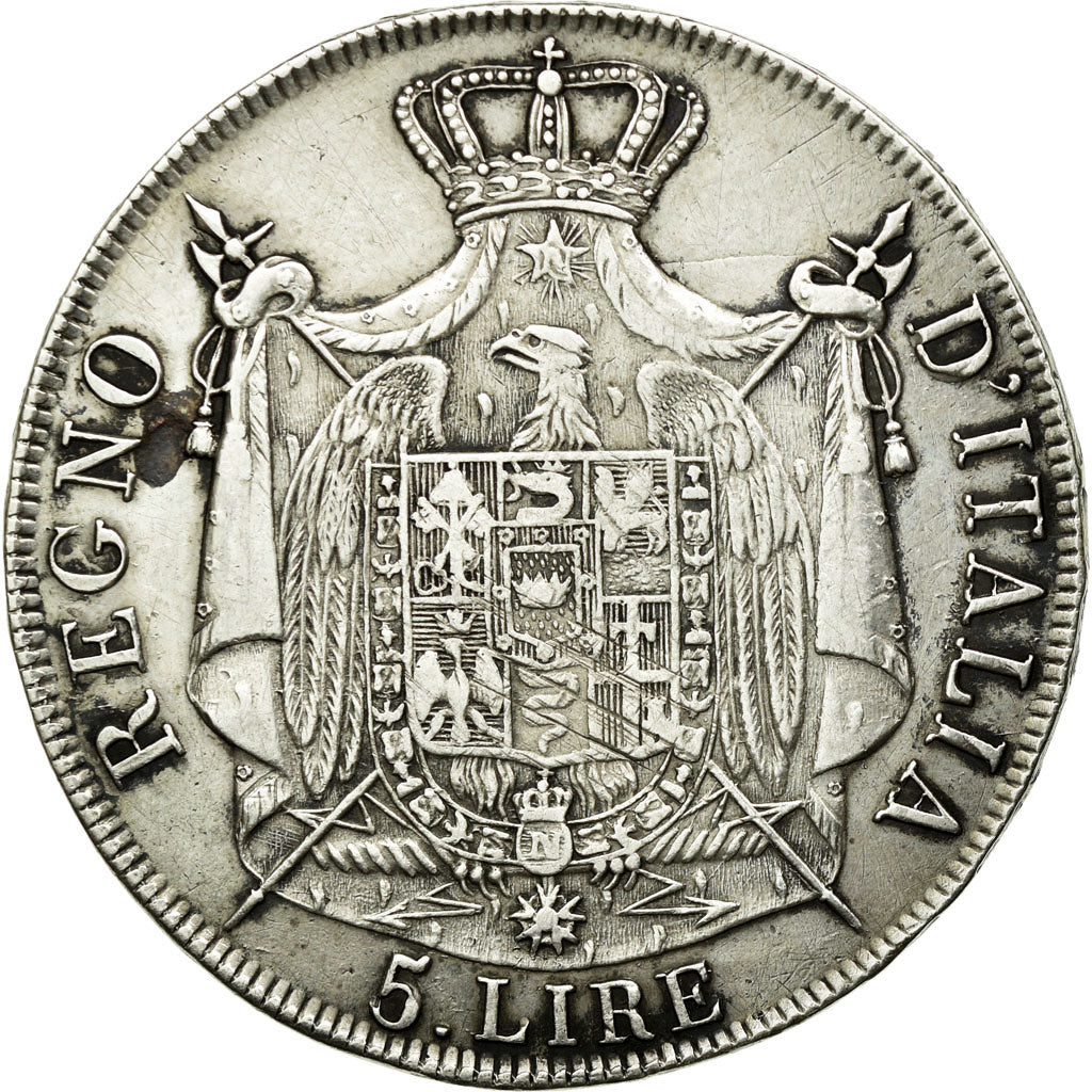 Munten, Italiaanse staten, KINGDOM OF NAPOLEON, Napoleon I, 5 Lire, 1809, Milan