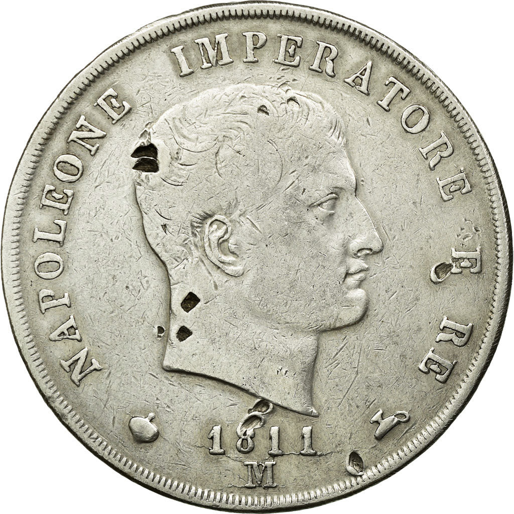 Monnaie, États italiens, KINGDOM OF NAPOLEON, Napoleon I, 5 Lire, 1811, Milan