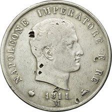 Monnaie, États italiens, KINGDOM OF NAPOLEON, Napoleon I, 5 Lire, 1811, Milan