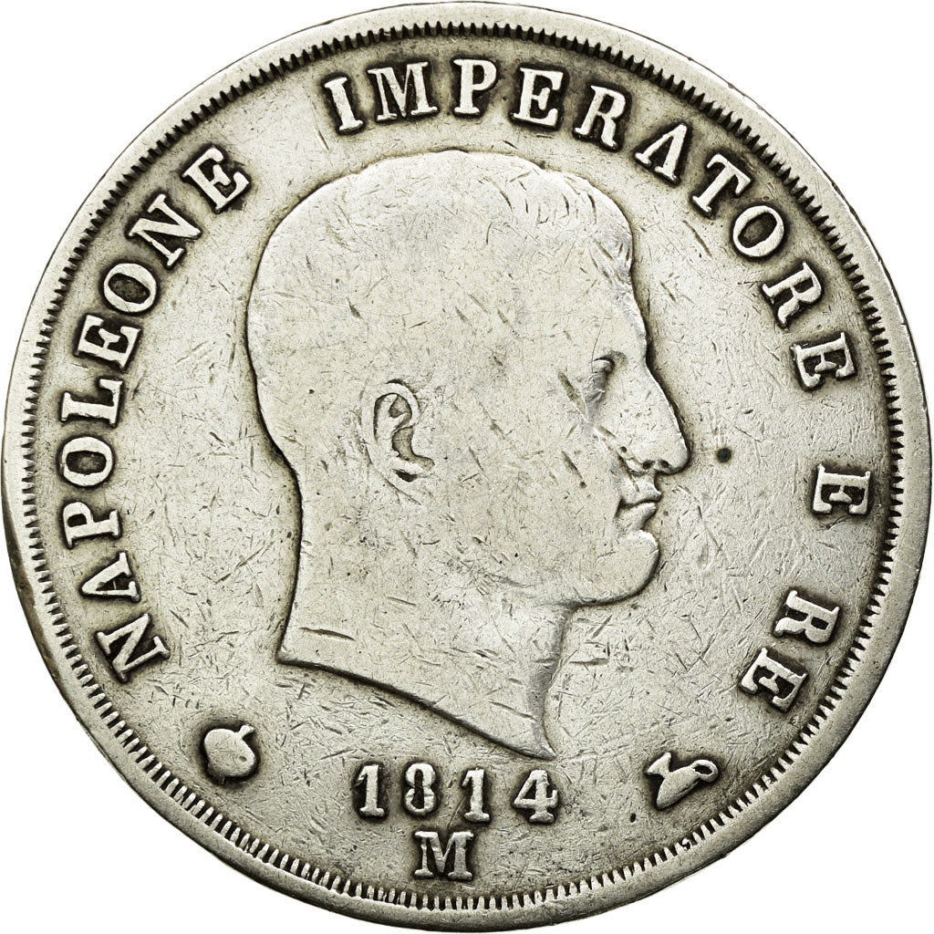 Monnaie, États italiens, KINGDOM OF NAPOLEON, Napoleon I, 5 Lire, 1814, Milan