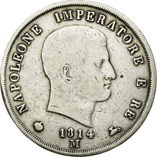 Monnaie, États italiens, KINGDOM OF NAPOLEON, Napoleon I, 5 Lire, 1814, Milan