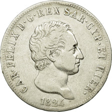 Coin, ITALIAN STATES, SARDINIA, Carlo Felice, 5 Lire, 1824, Torino, EF(40-45)