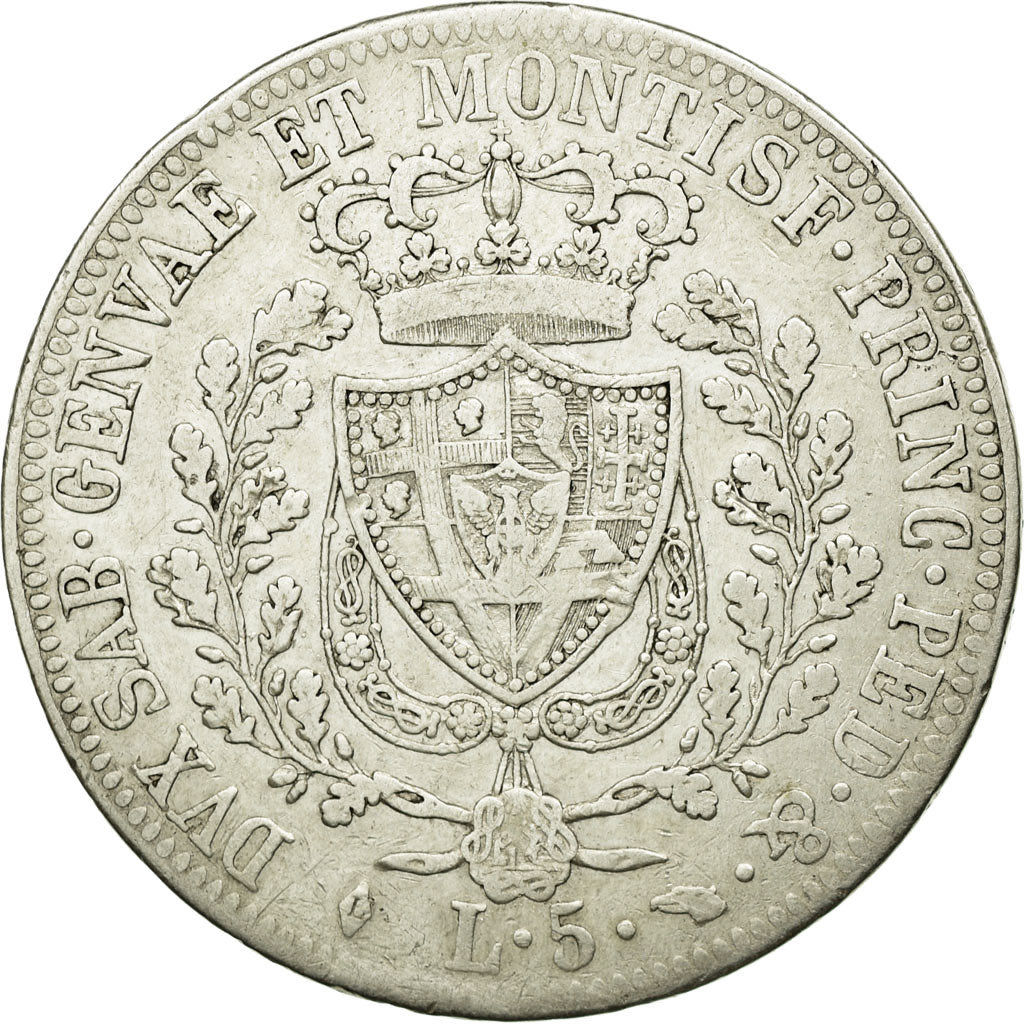Coin, ITALIAN STATES, SARDINIA, Carlo Felice, 5 Lire, 1824, Torino, EF(40-45)