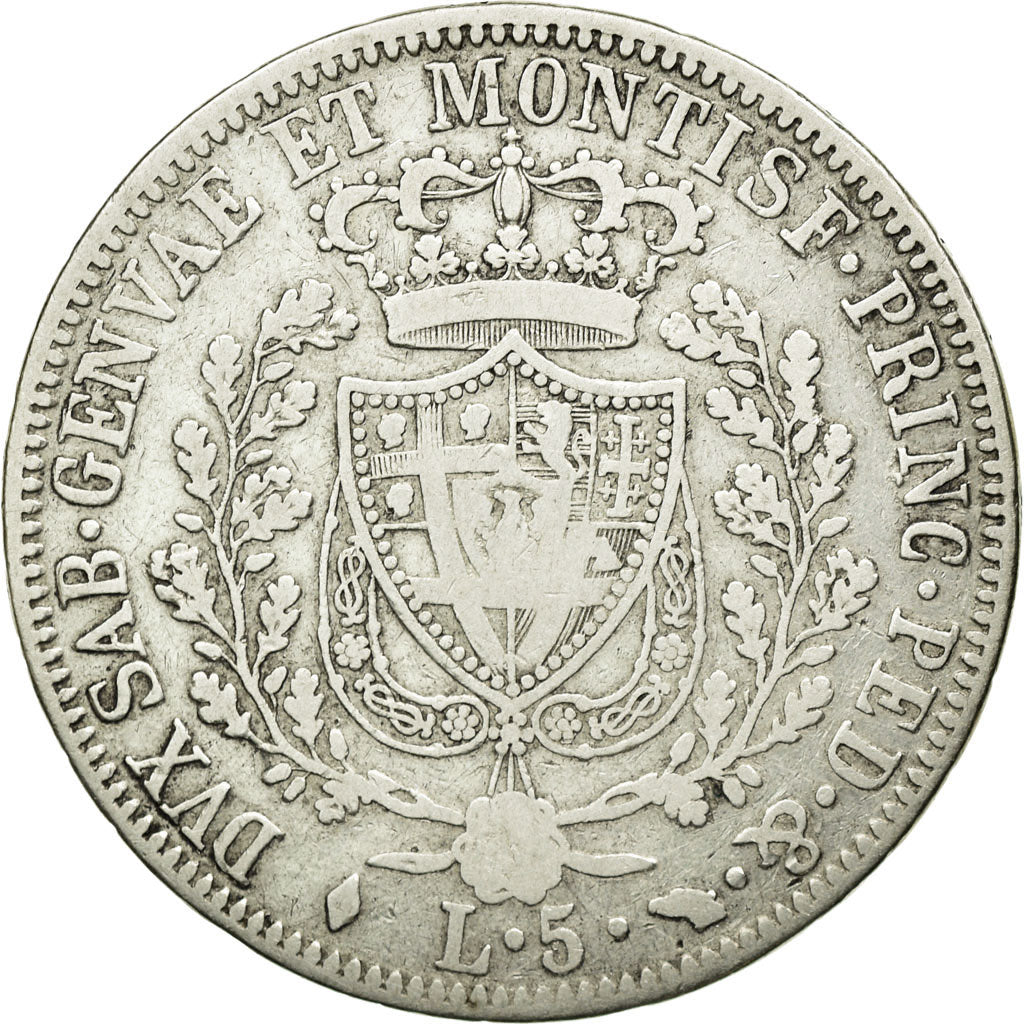 Coin, ITALIAN STATES, SARDINIA, Carlo Felice, 5 Lire, 1826, Torino, VF(20-25)