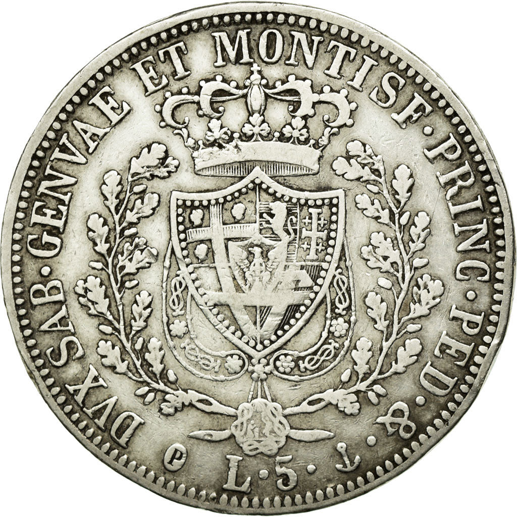 Münze, Italien Staaten, SARDINIA, Carlo Felice, 5 Lire, 1826, Genoa, S, Silber
