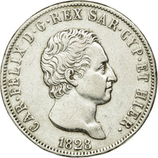 Munten, Italiaanse staten, SARDINIA, Carlo Felice, 5 Lire, 1828, Genoa, ZF
