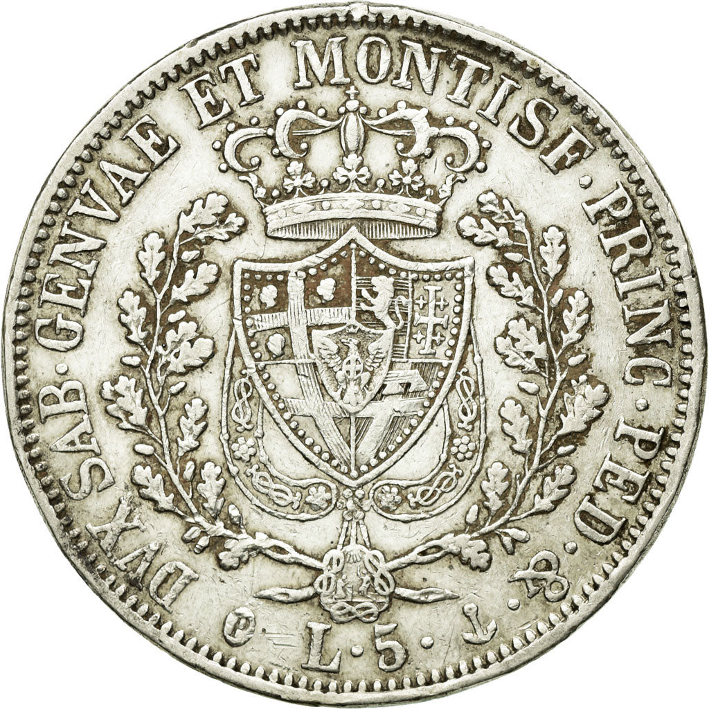 Munten, Italiaanse staten, SARDINIA, Carlo Felice, 5 Lire, 1828, Genoa, ZF