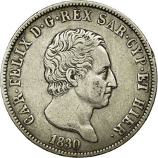 Moeda, ESTADOS ITALIANOS, SARDINIA, Carlo Felice, 5 Lire, 1830, Torino