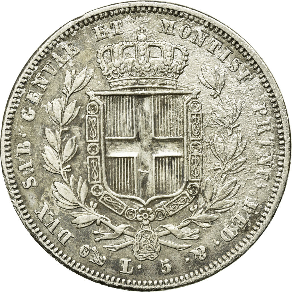 Coin, ITALIAN STATES, SARDINIA, Carlo Alberto, 5 Lire, 1833, Genoa, VF(30-35)