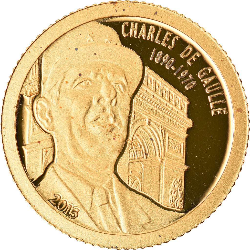 Coin, Gabon, Charles de Gaulle, 1000 Francs, 2013, MS(65-70), Gold