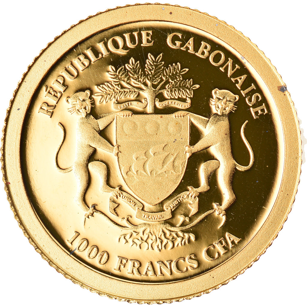 Coin, Gabon, Charles de Gaulle, 1000 Francs, 2013, MS(65-70), Gold