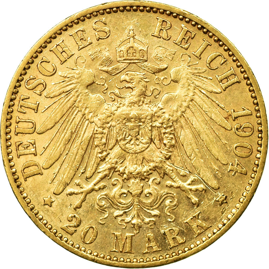 Coin, German States, PRUSSIA, Wilhelm II, 20 Mark, 1904, Berlin, AU(50-53)