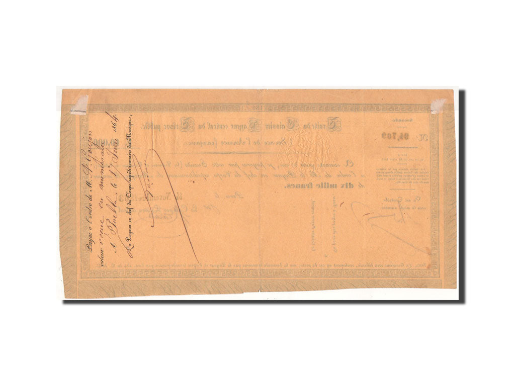 Mexico, 10000 Francs, 14.11.1863, Traite Trésor Public, AU(50-53)