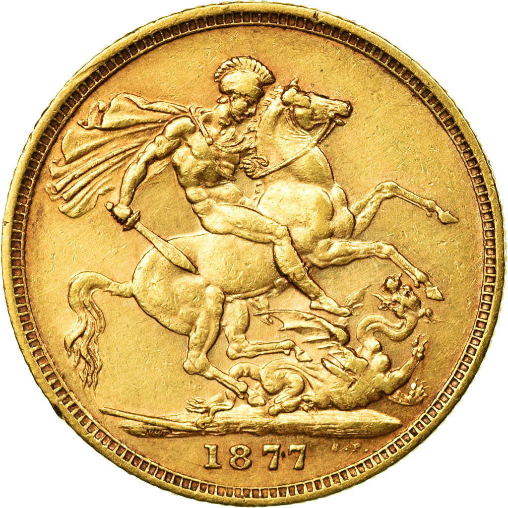 Coin, Australia, Victoria, Sovereign, 1877, Melbourne, EF(40-45), Gold, KM:7