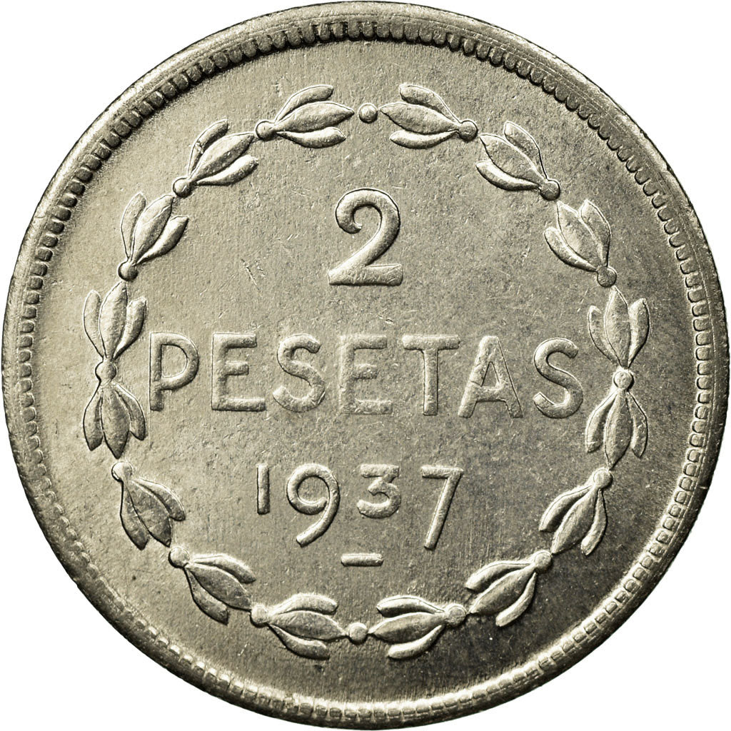 Moneta, GUERRA CIVILE SPAGNOLA, EUZKADI, 2 Pesetas, 1937, Brussels, SPL-