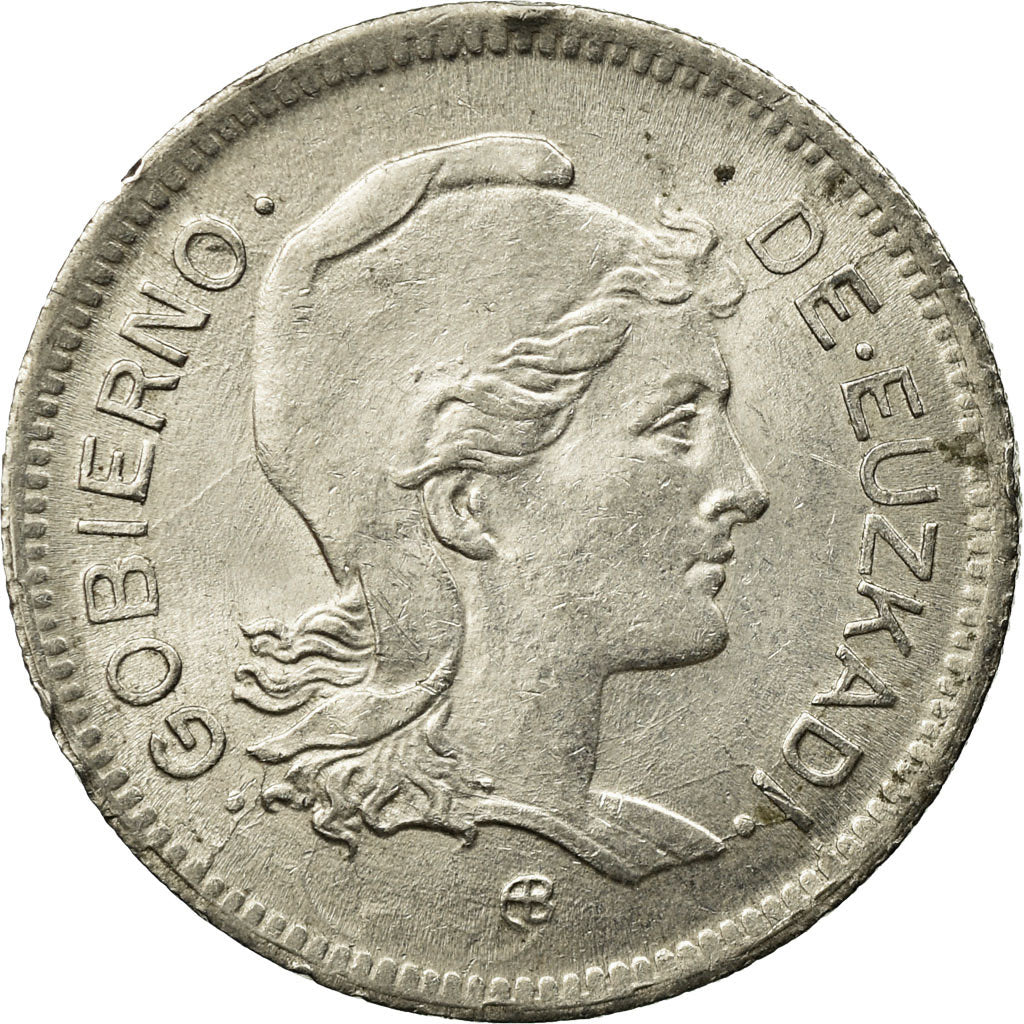 Monnaie, SPAIN CIVIL WAR, EUZKADI, Peseta, 1937, Bruxelles, TTB, Nickel, KM:1