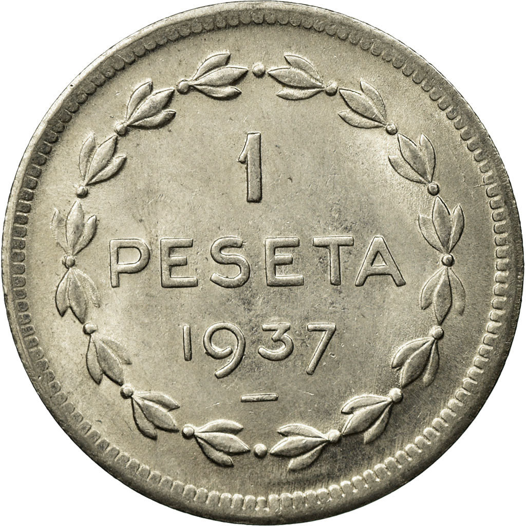 Coin, SPAIN CIVIL WAR, EUZKADI, Peseta, 1937, Brussels, AU(55-58), Nickel, KM:1