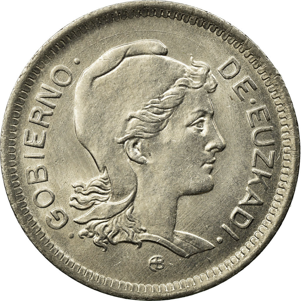 Monnaie, SPAIN CIVIL WAR, EUZKADI, Peseta, 1937, Bruxelles, SPL, Nickel, KM:1