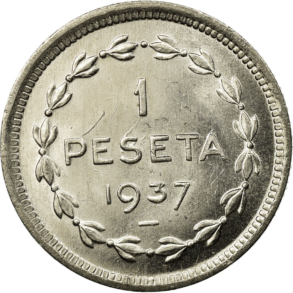 Coin, SPAIN CIVIL WAR, EUZKADI, Peseta, 1937, Brussels, MS(63), Nickel, KM:1