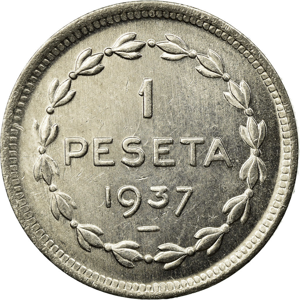 Munten, SPAANSE BURGEROORLOG, EUZKADI, Peseta, 1937, Brussels, UNC-, Nickel