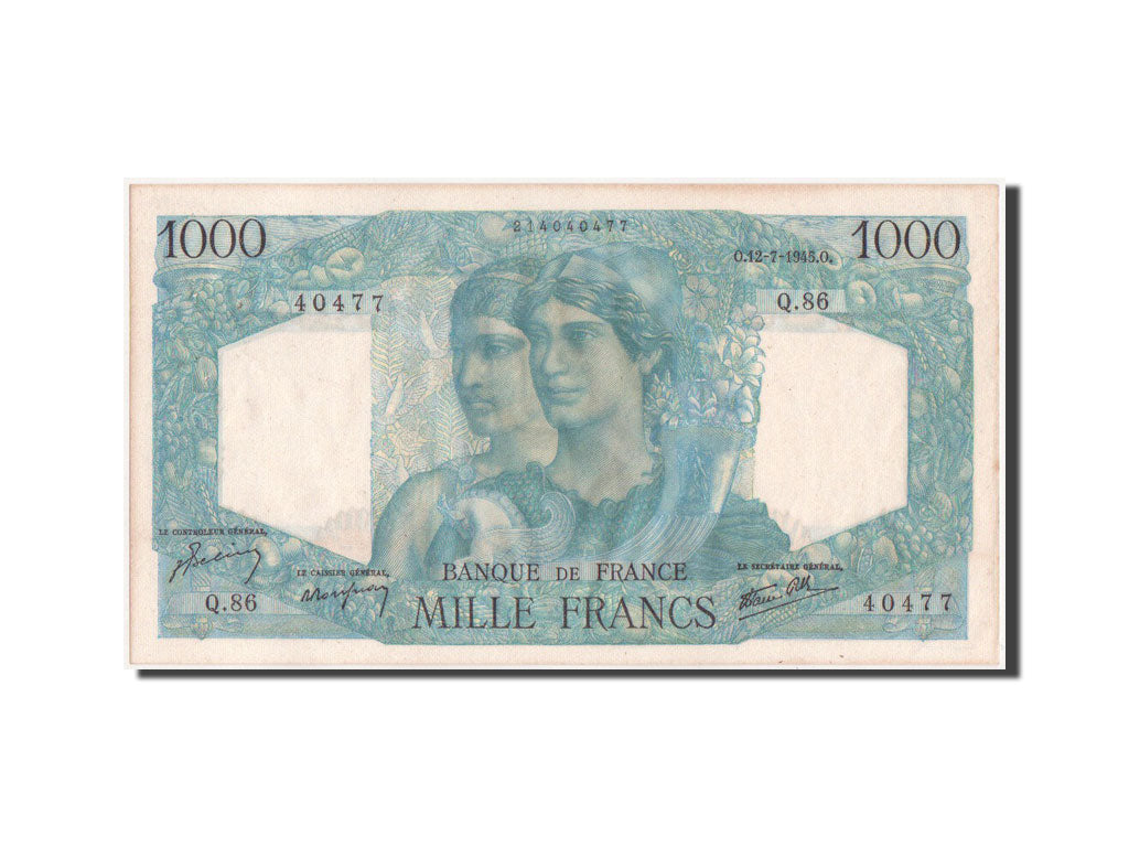 Banknote, France, 1000 Francs, 1 000 F 1945-1950 ''Minerve et Hercule'', 1945