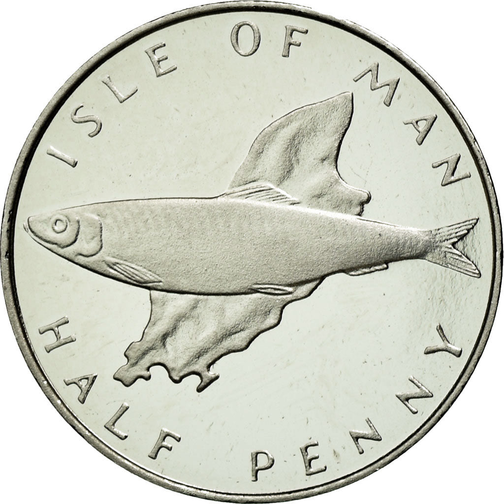 Monnaie, Isle of Man, Elizabeth II, 1/2 Penny, 1976, SPL, Platinum, KM:32b