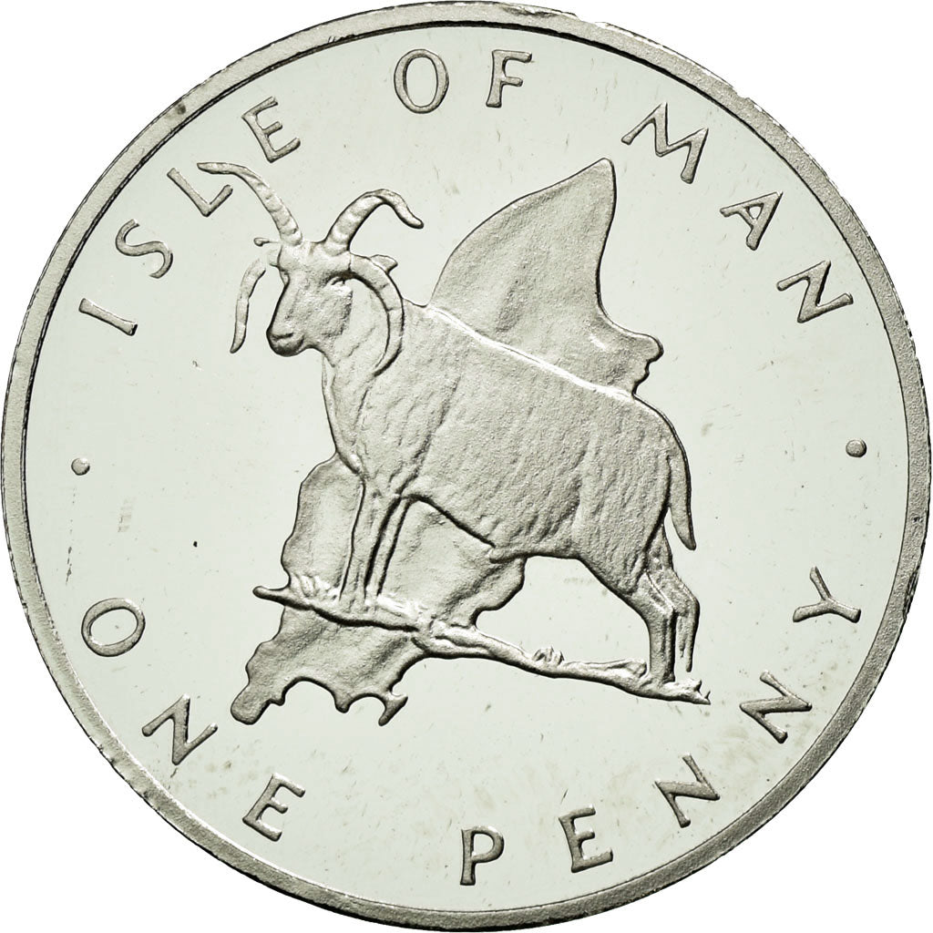 Coin, Isle of Man, Elizabeth II, Penny, 1976, MS(63), Platinum, KM:33b