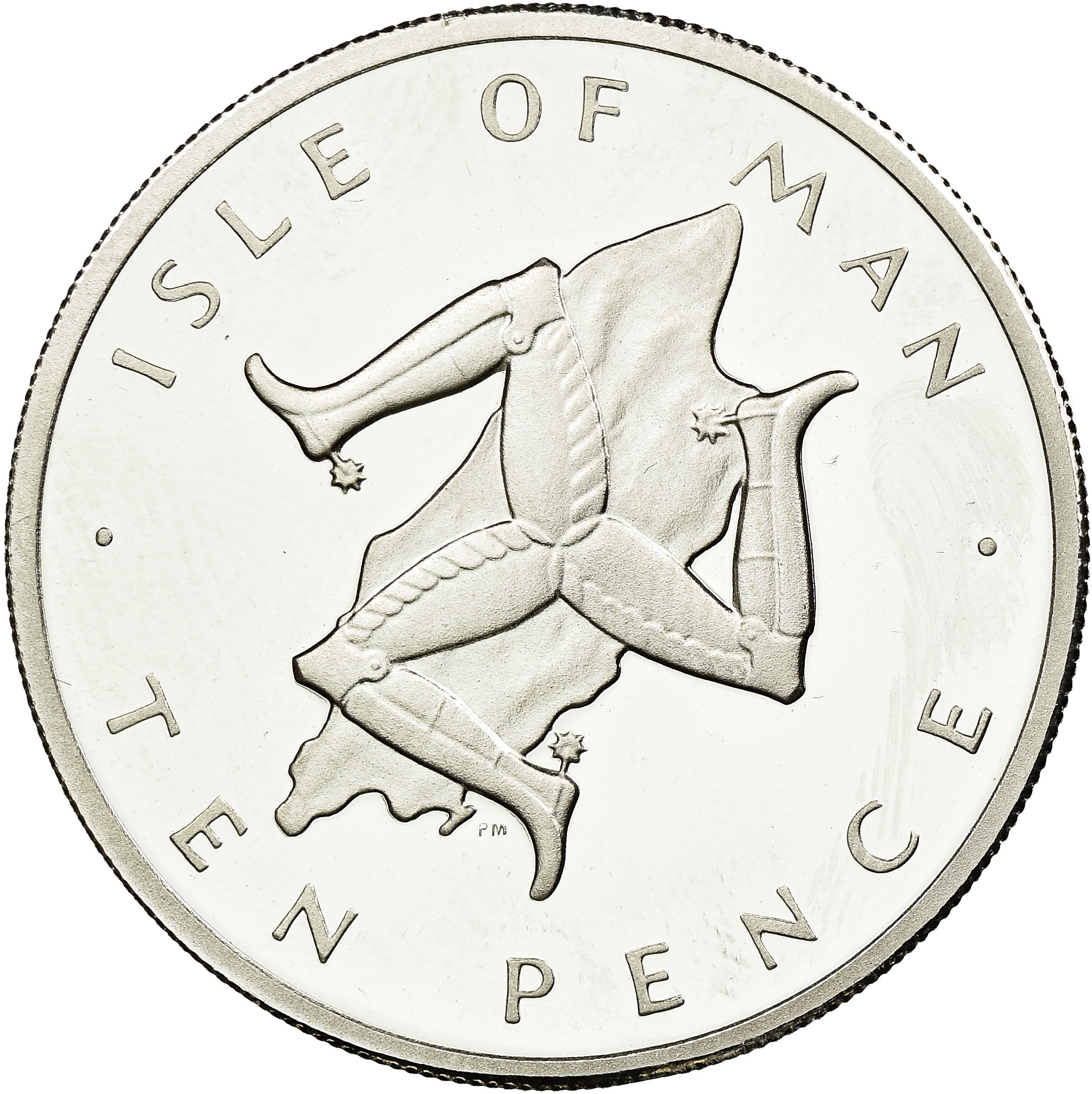 Coin, Isle of Man, Elizabeth II, 10 Pence, 1976, MS(63), Platinum, KM:36.1b