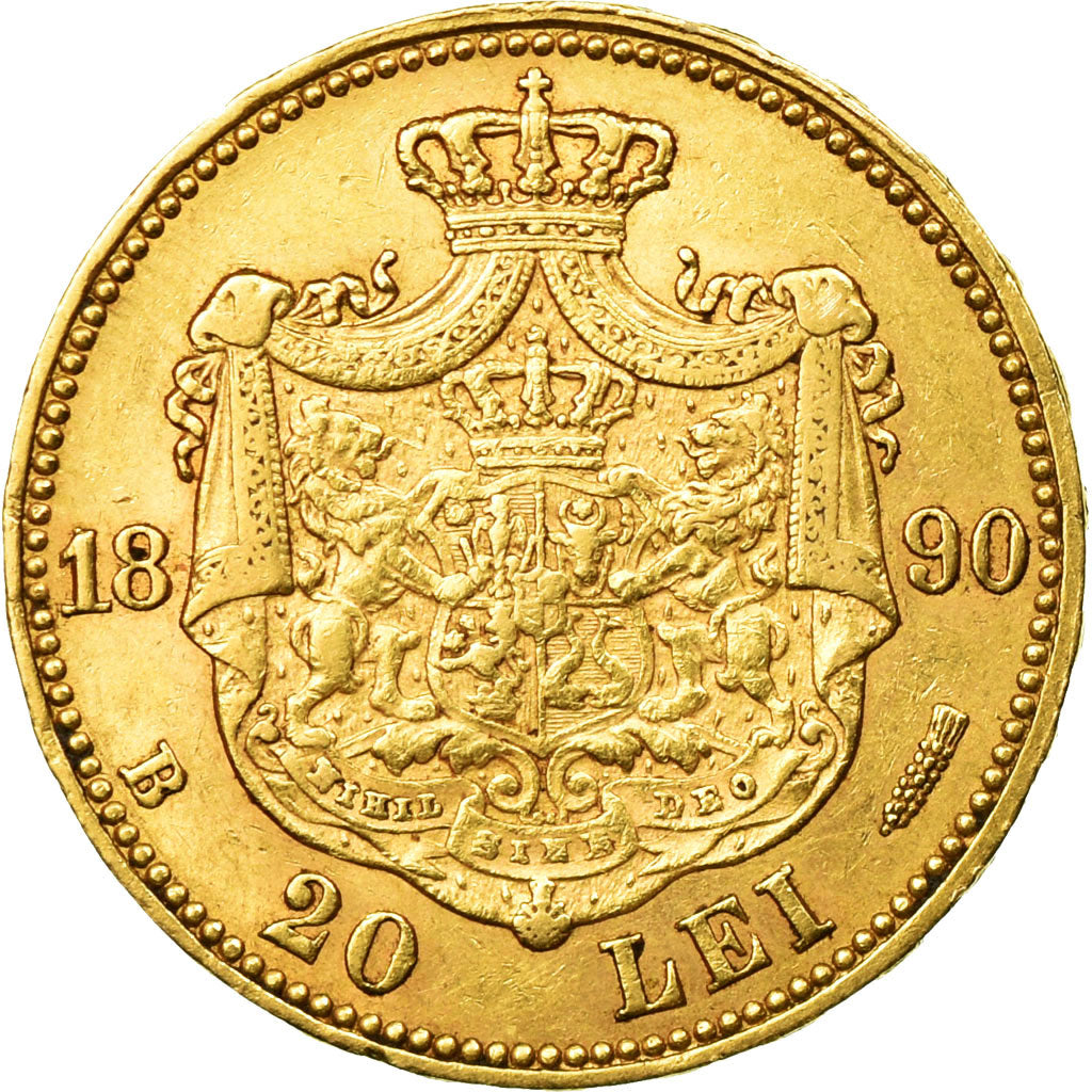 Romania, Carol I, 20 Lei, 1890, Bucarest, EF(40-45), Gold, KM:20