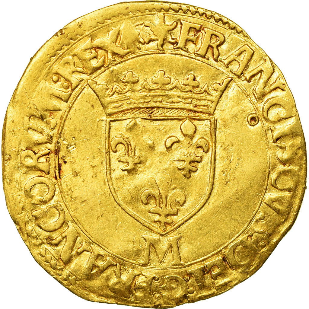 Coin, France, François Ier, Ecu d'or à la croisette, Toulouse, VF(30-35)