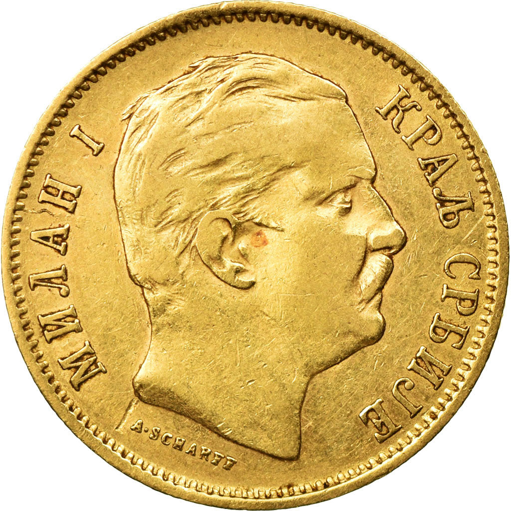Monnaie, Serbie, Milan I, 10 Dinara, 1882, TTB, Or, KM:16